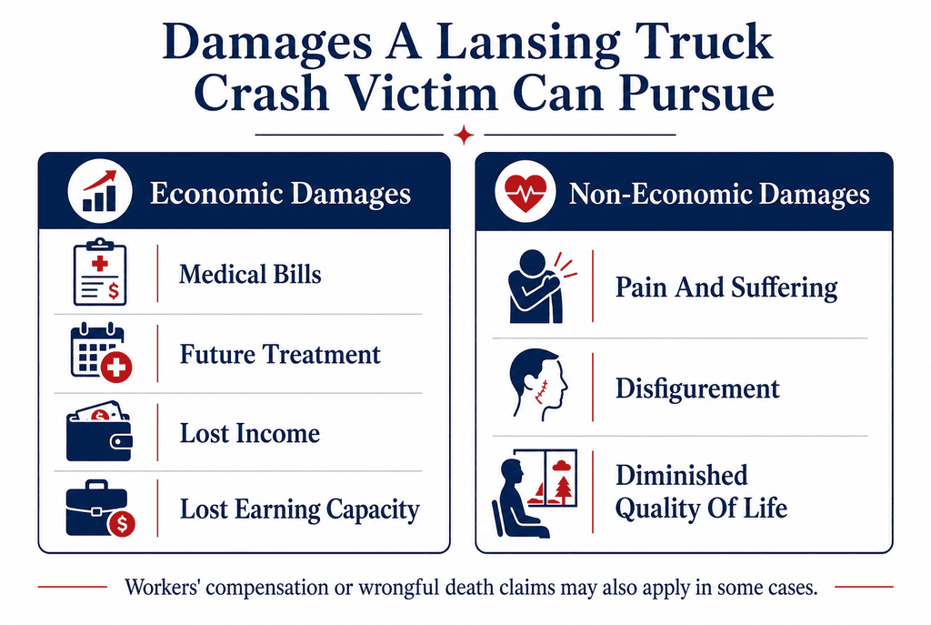 Damages a Lansing Truck Crash Victim Can Pursue