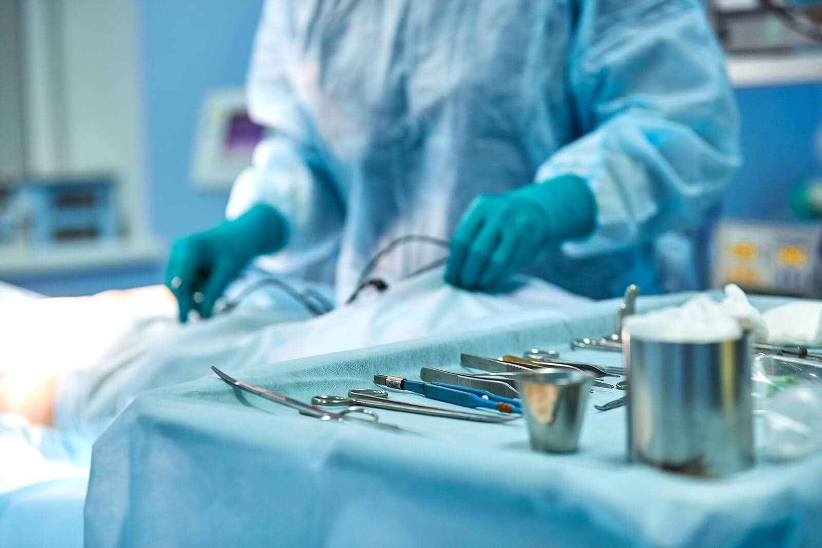Preparation of sterile instrument for surgery