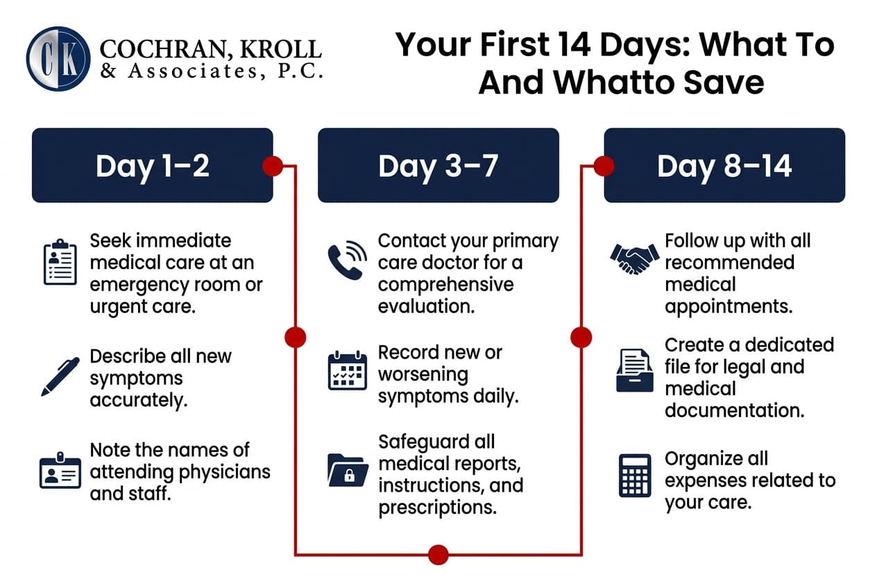 What should you expect in the first 14 days after the injury?