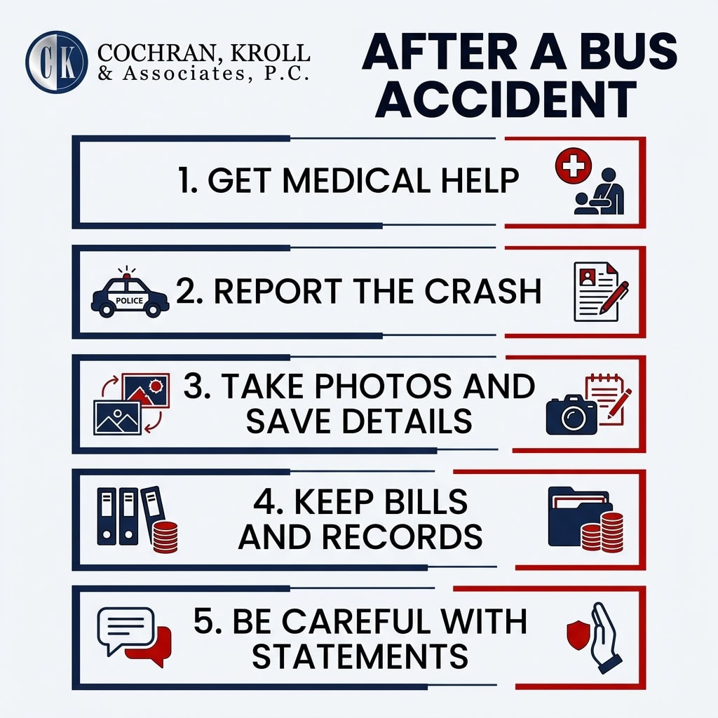 first steps after a bus accident
