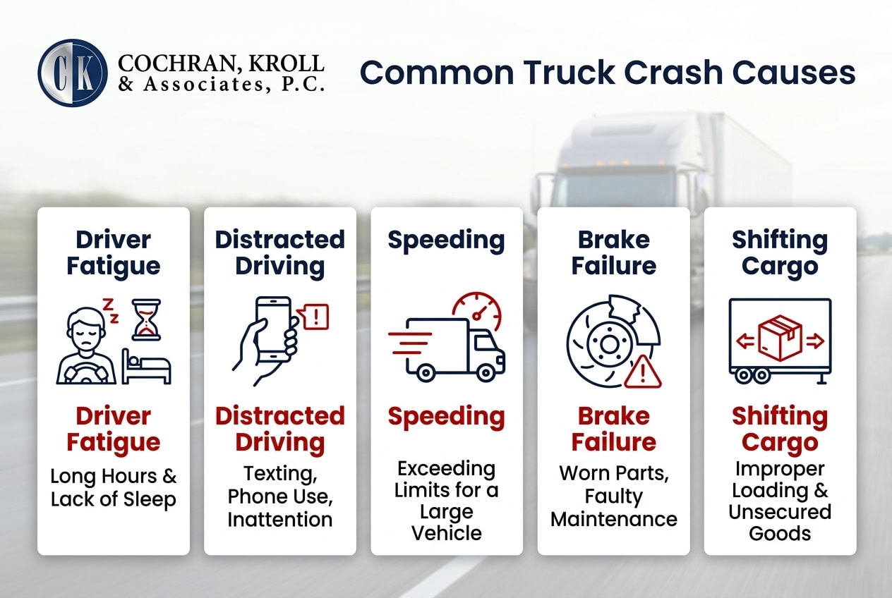 Common Causes of Commercial Truck Crashes on Warren Roads
