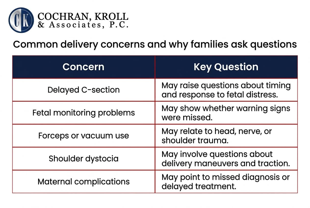 Common delivery concerns and why families ask questions
