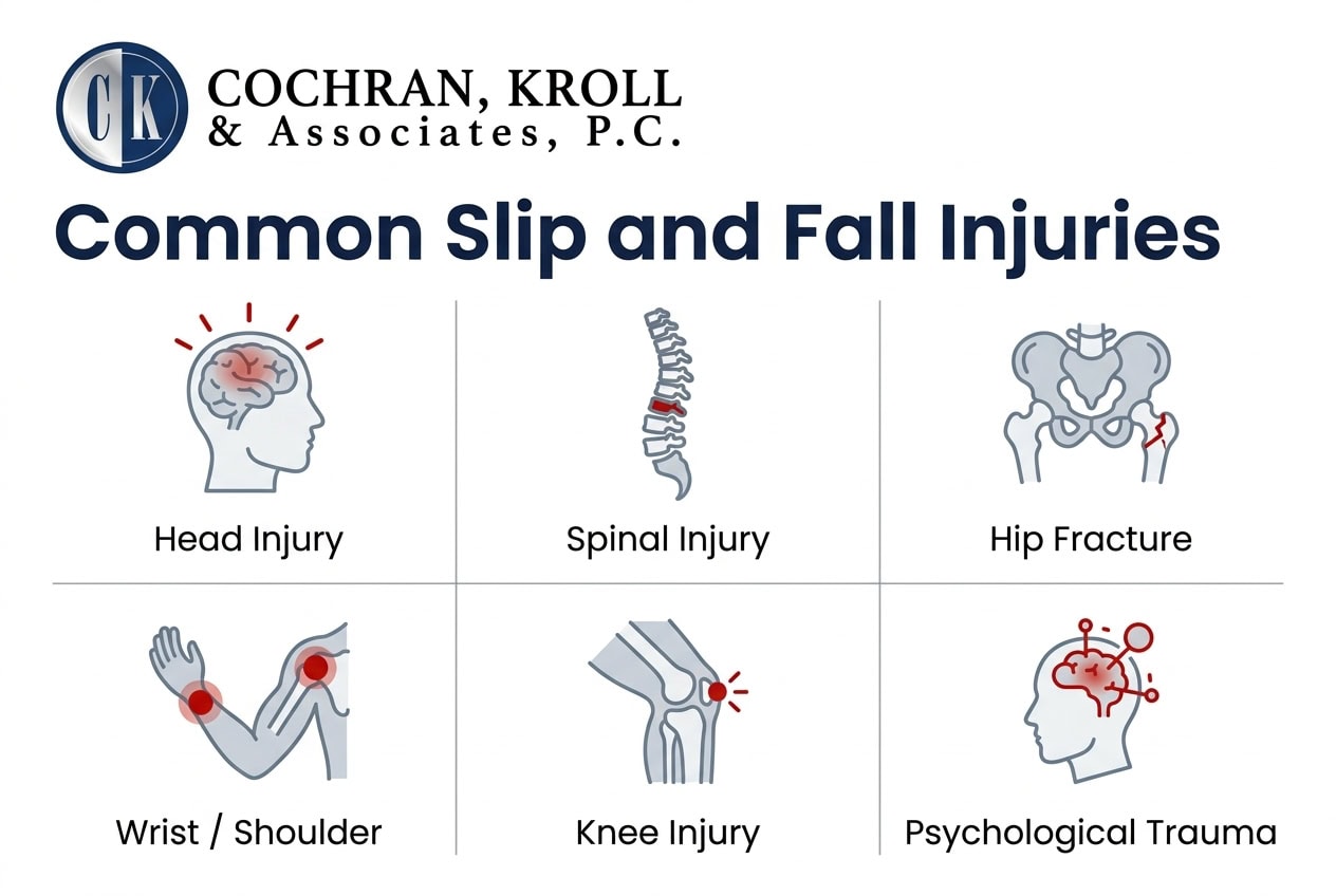 Common slip and fall injury types
