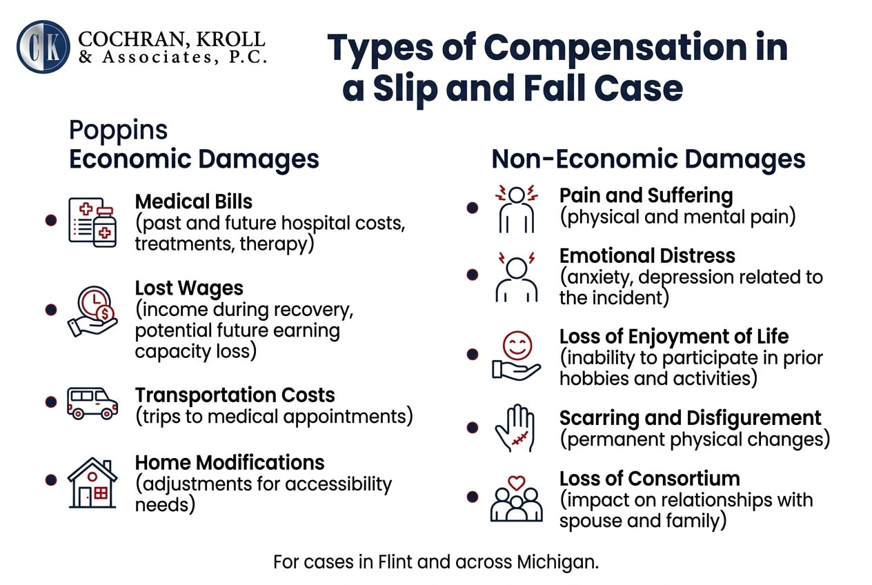 Compensation in a flint slip and fall case