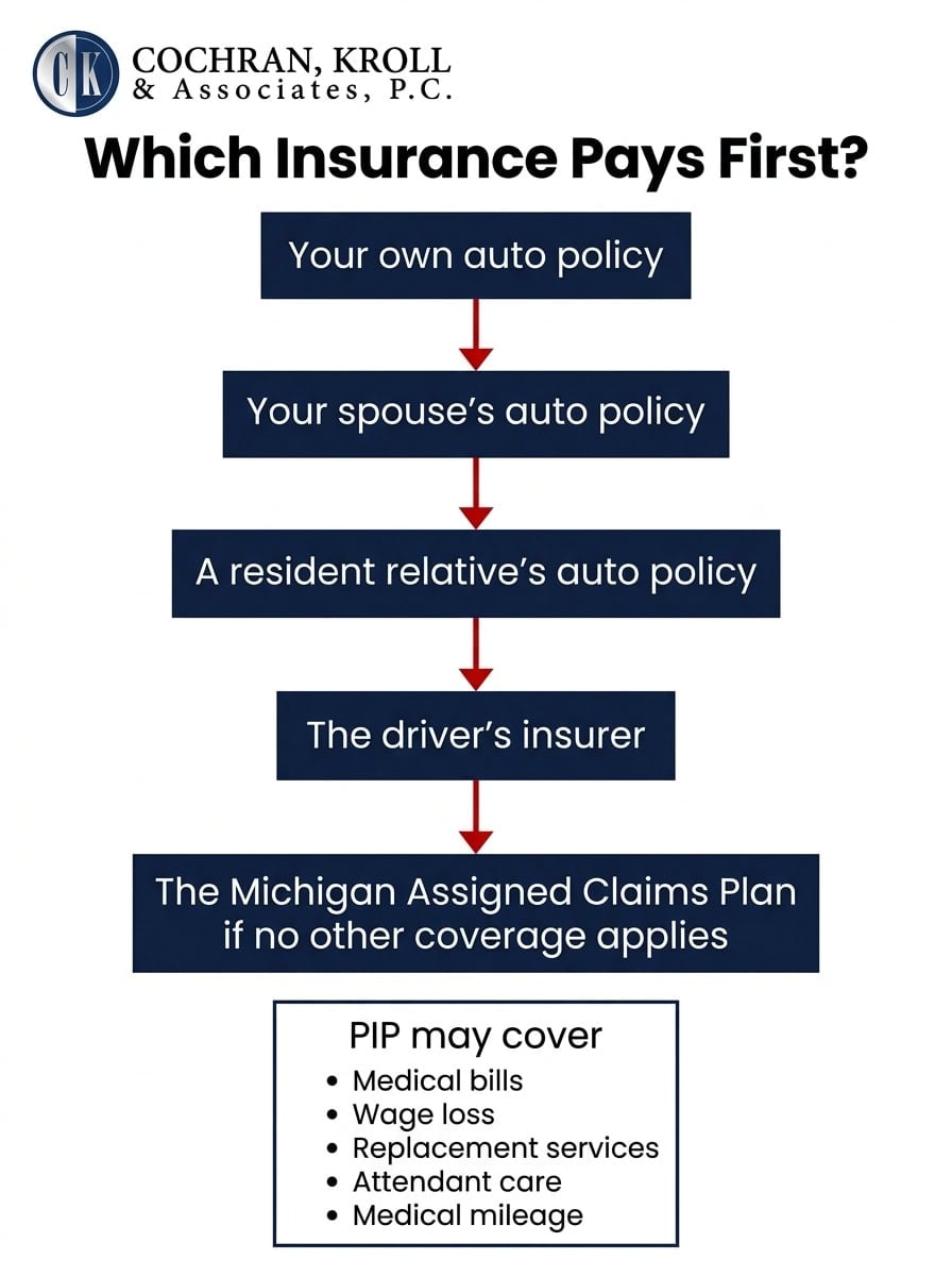 Michigan no fault insurance priority for pedestrians flowchart