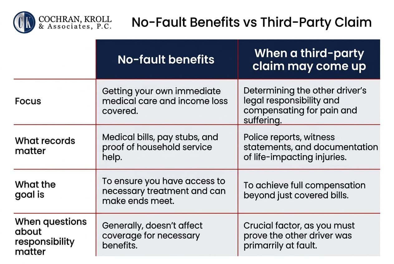 How does Michigan no-fault work after a Detroit crash?