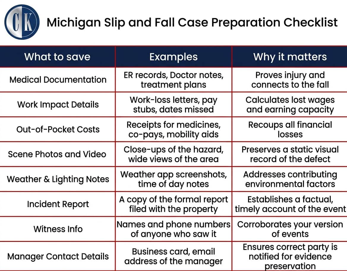 What to save (a practical evidence list)