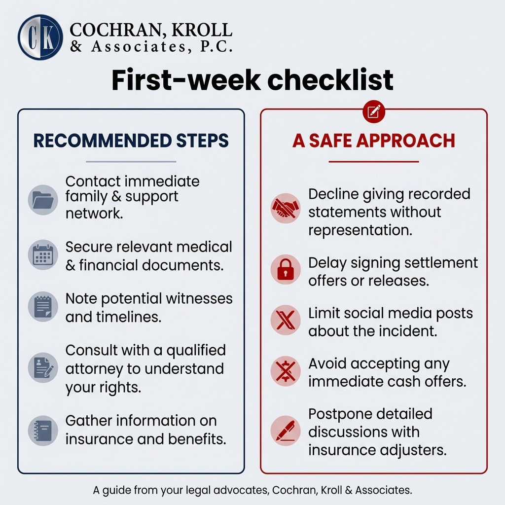wrongful death first week do and avoid checklist